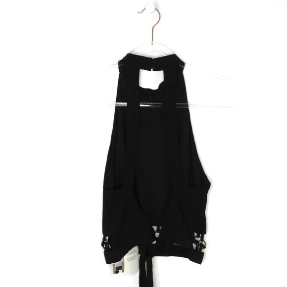 ASOS Black Caged Halter Top Crop Top Size 6 Small Sexy Going Out Cropped - Picture 3 of 6